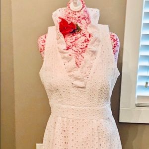 🌺 Taylor White Ruffle Collar Dress Size 10